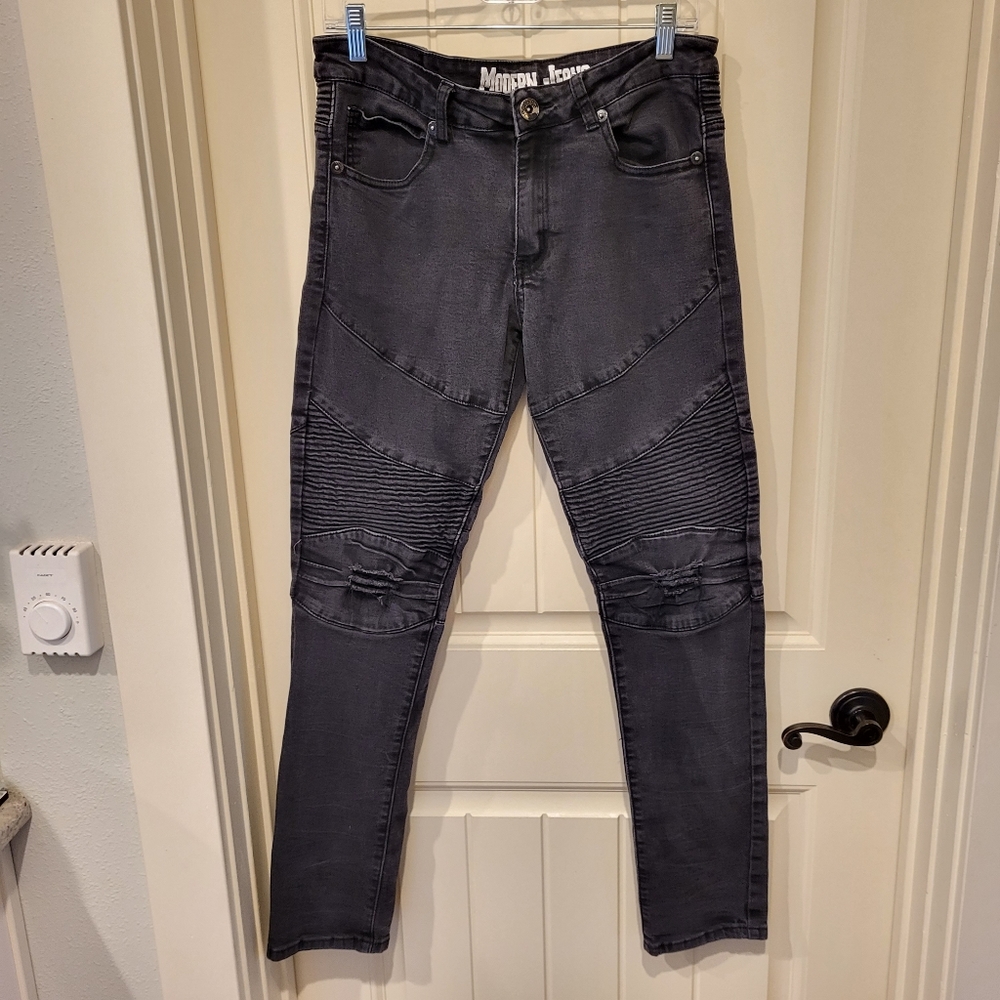 Modern Jeans | black skinny biker jeans